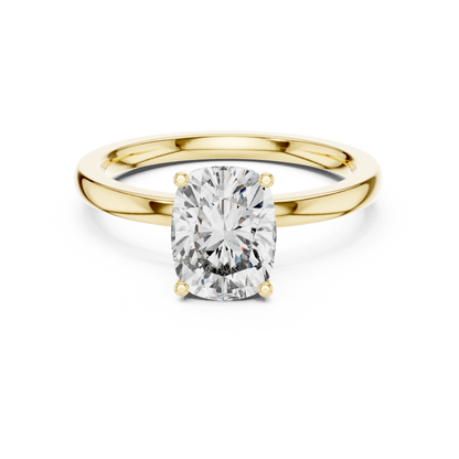 Radiant Cut Solitaire Engagement Ring with Hidden Pave Halo