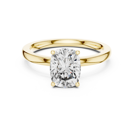 Radiant Cut Solitaire Engagement Ring with Hidden Pave Halo