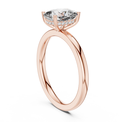 Radiant Cut Solitaire Engagement Ring with Hidden Pave Halo