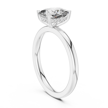 Radiant Cut Solitaire Engagement Ring with Hidden Pave Halo