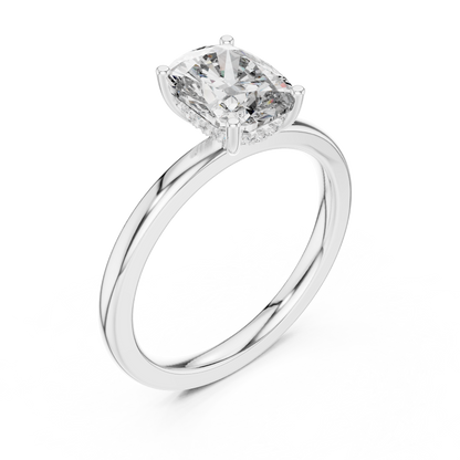 Radiant Cut Solitaire Engagement Ring with Hidden Pave Halo