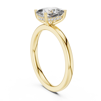 Radiant Cut Solitaire Engagement Ring with Hidden Pave Halo
