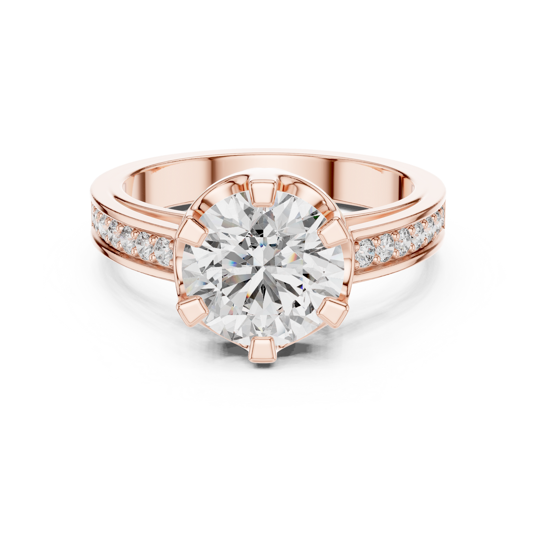 Luxury Pave Shoulder Solitaire Ring