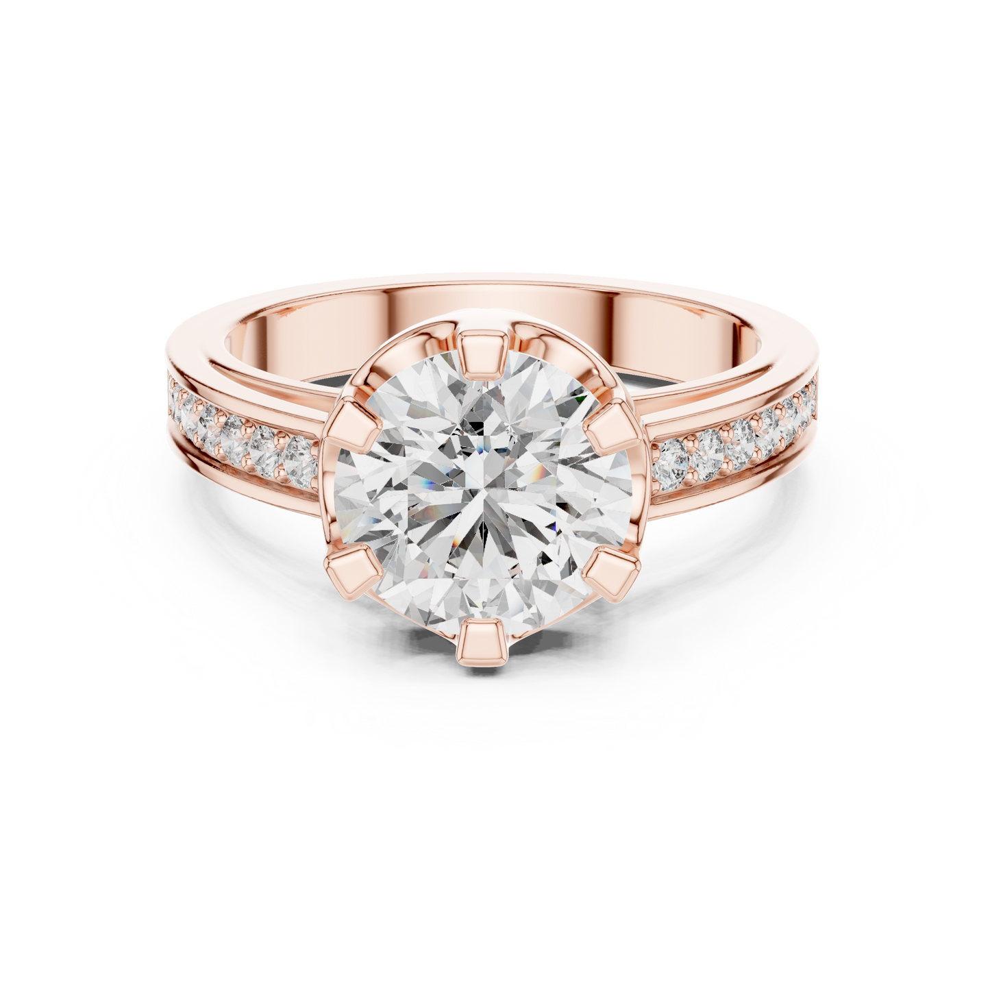 Luxury Pave Shoulder Solitaire Ring
