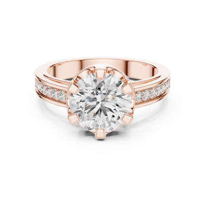 Luxury Pave Shoulder Solitaire Ring