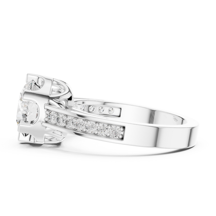Luxury Pave Shoulder Solitaire Ring