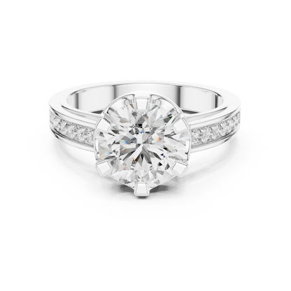 Luxury Pave Shoulder Solitaire Ring