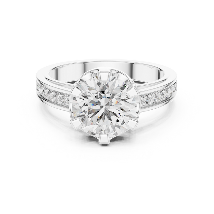 Luxury Pave Shoulder Solitaire Ring