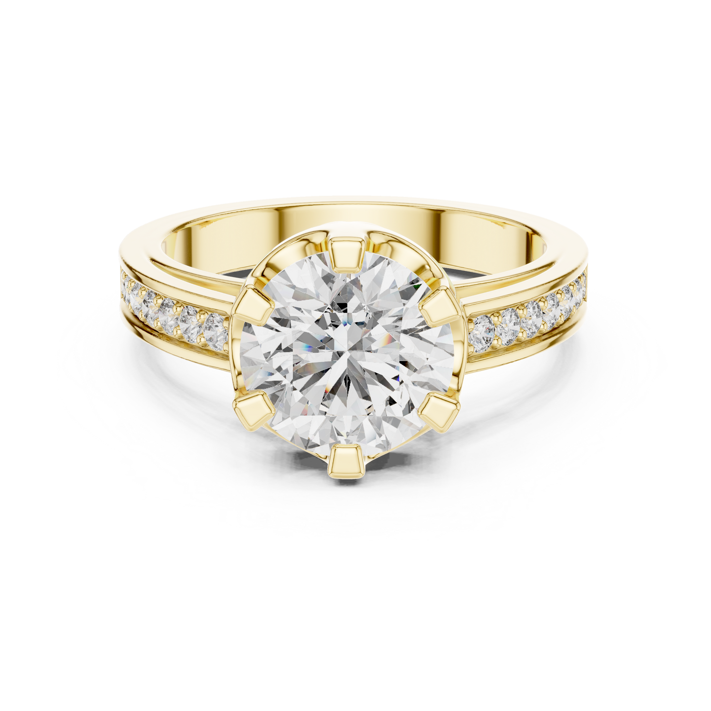 Luxury Pave Shoulder Solitaire Ring
