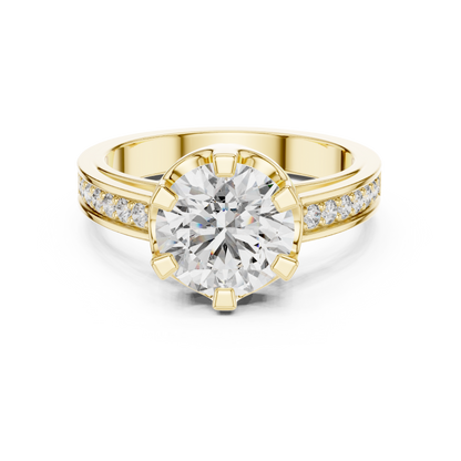 Luxury Pave Shoulder Solitaire Ring