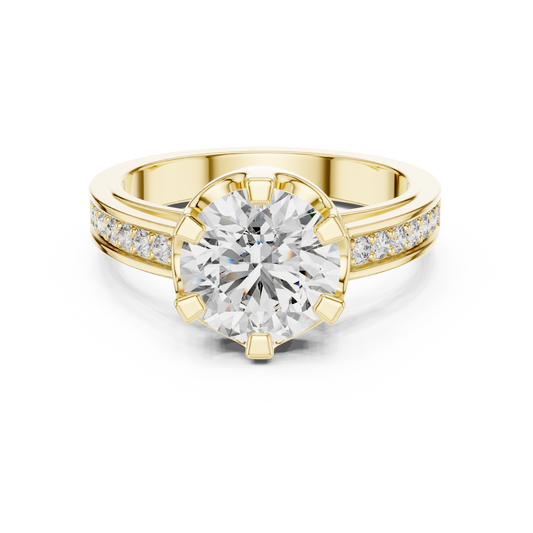 Luxury Pave Shoulder Solitaire Ring