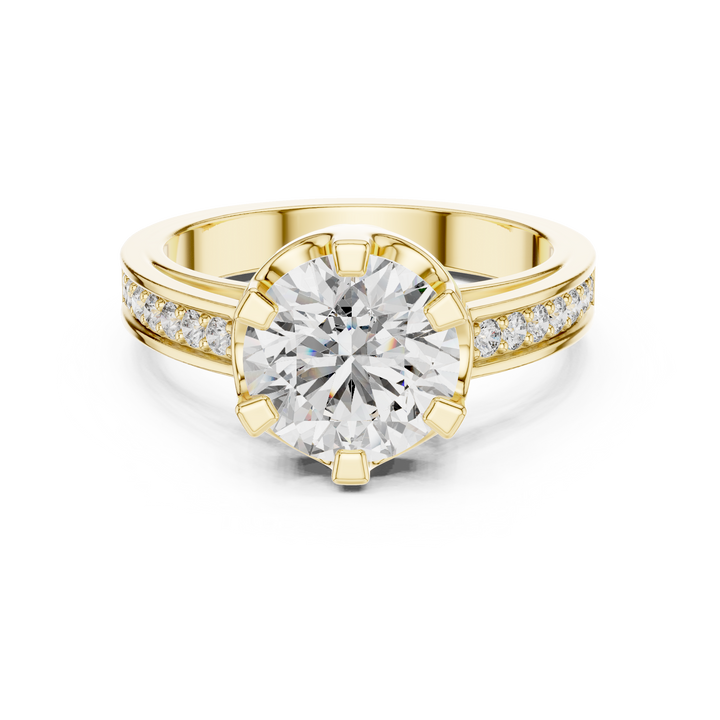 Luxury Pave Shoulder Solitaire Ring