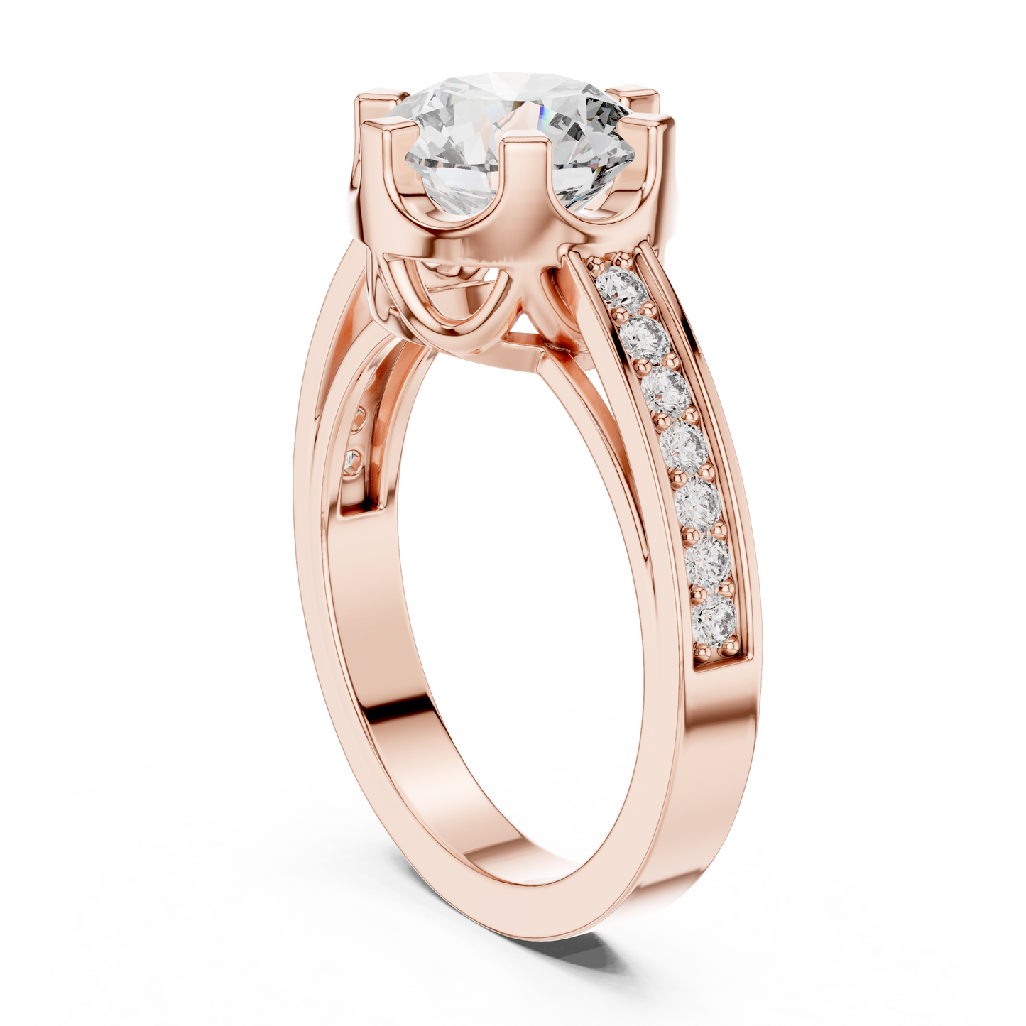 Luxury Pave Shoulder Solitaire Ring