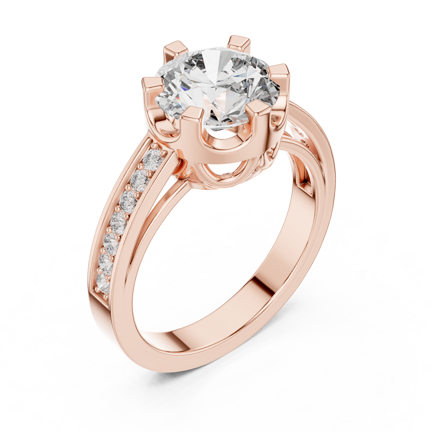 Luxury Pave Shoulder Solitaire Ring