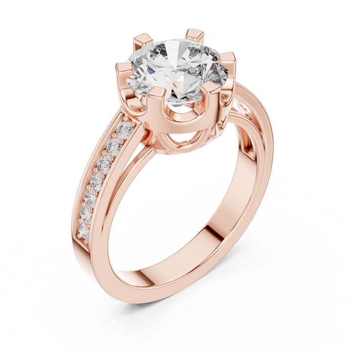 Luxury Pave Shoulder Solitaire Ring
