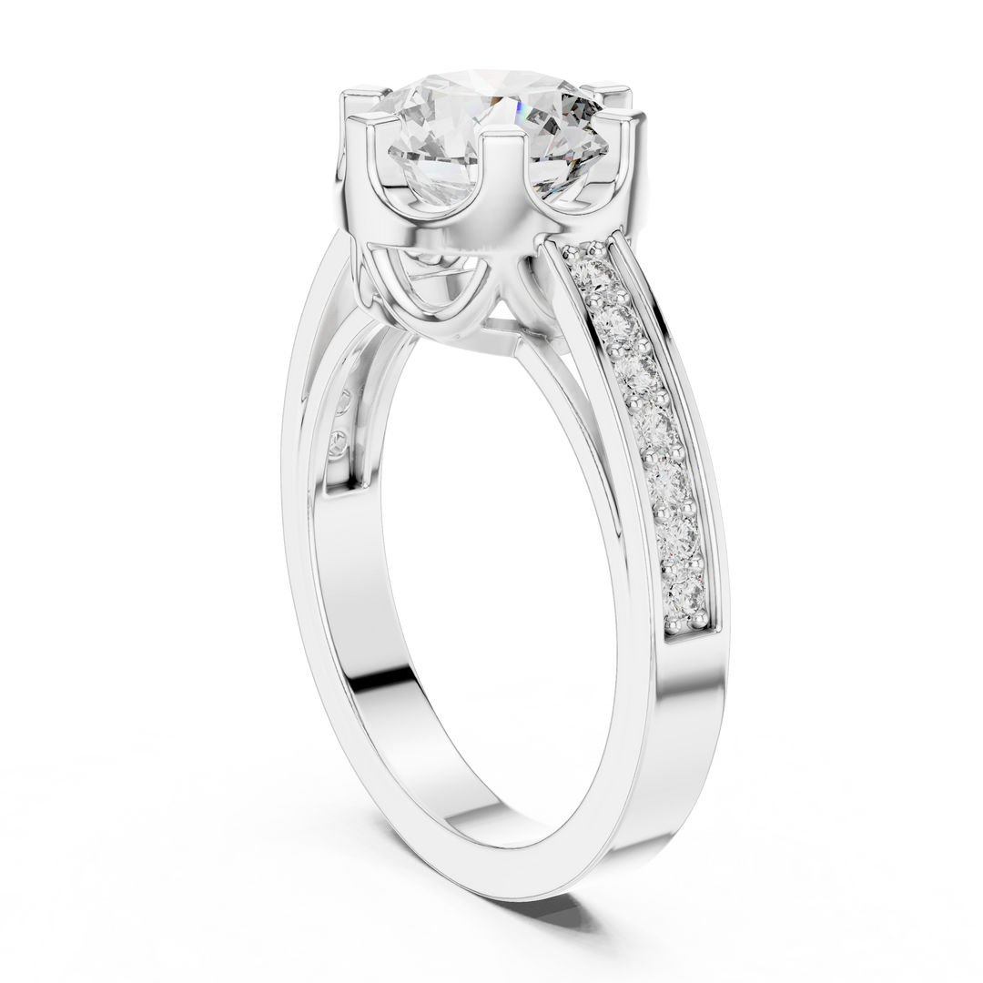 Luxury Pave Shoulder Solitaire Ring