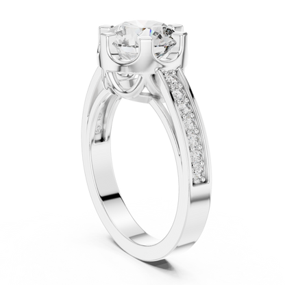 Luxury Pave Shoulder Solitaire Ring