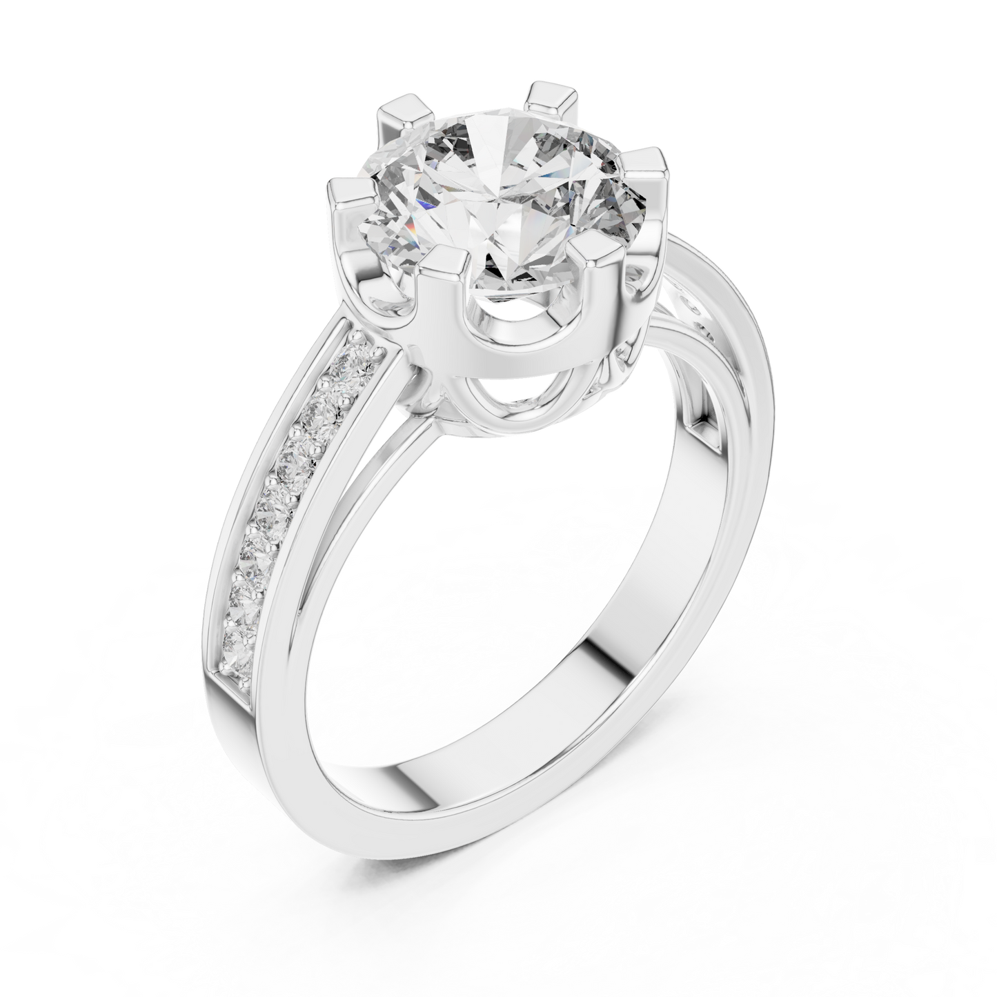 Luxury Pave Shoulder Solitaire Ring