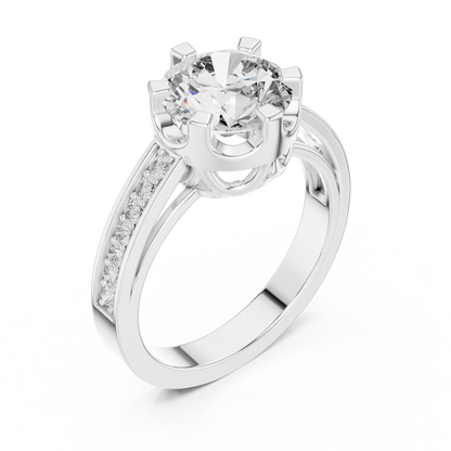 Luxury Pave Shoulder Solitaire Ring