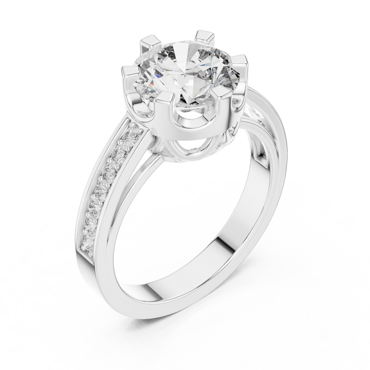 Luxury Pave Shoulder Solitaire Ring