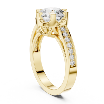 Luxury Pave Shoulder Solitaire Ring