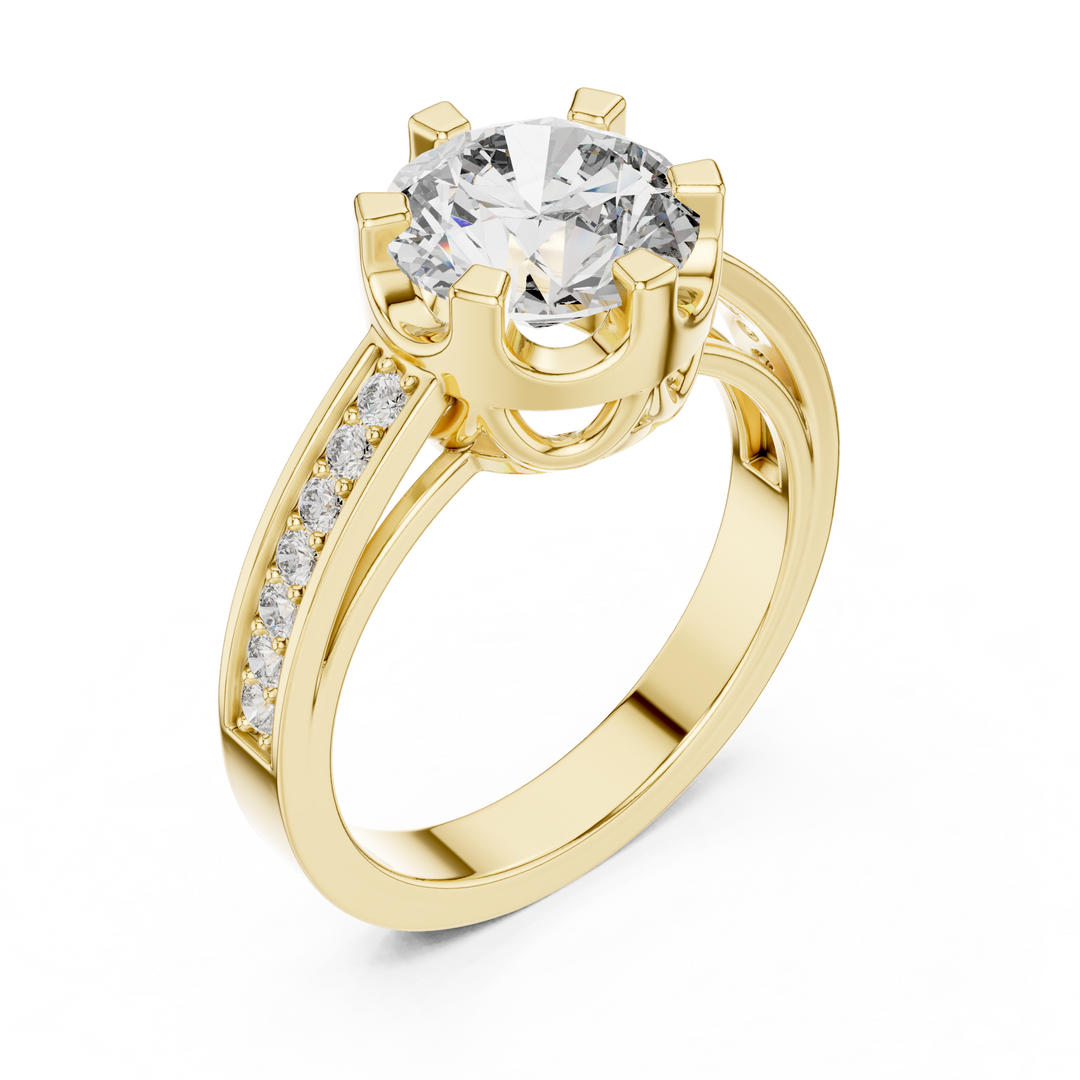 Luxury Pave Shoulder Solitaire Ring