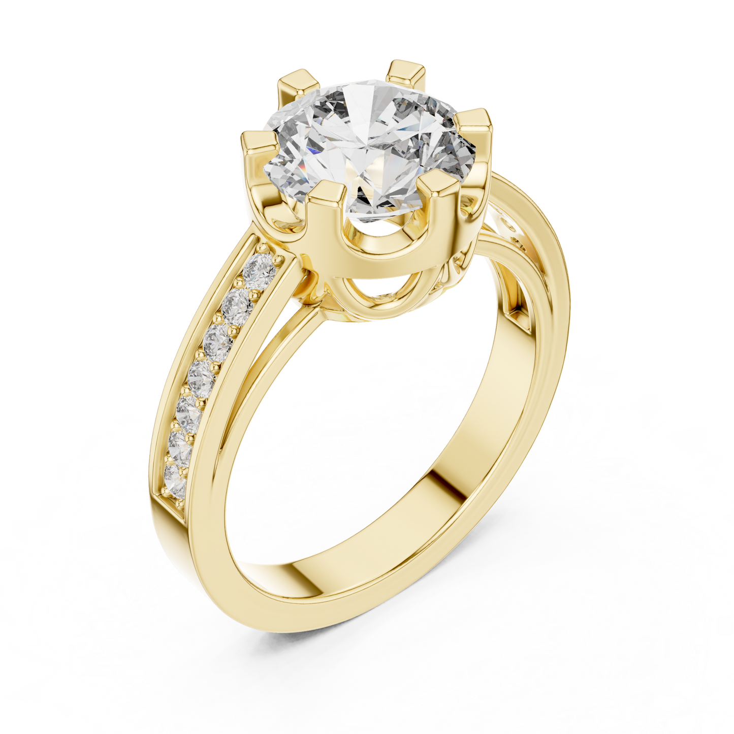 Luxury Pave Shoulder Solitaire Ring