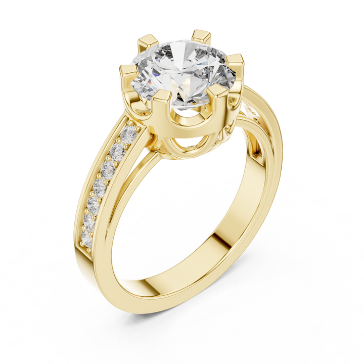 Luxury Pave Shoulder Solitaire Ring
