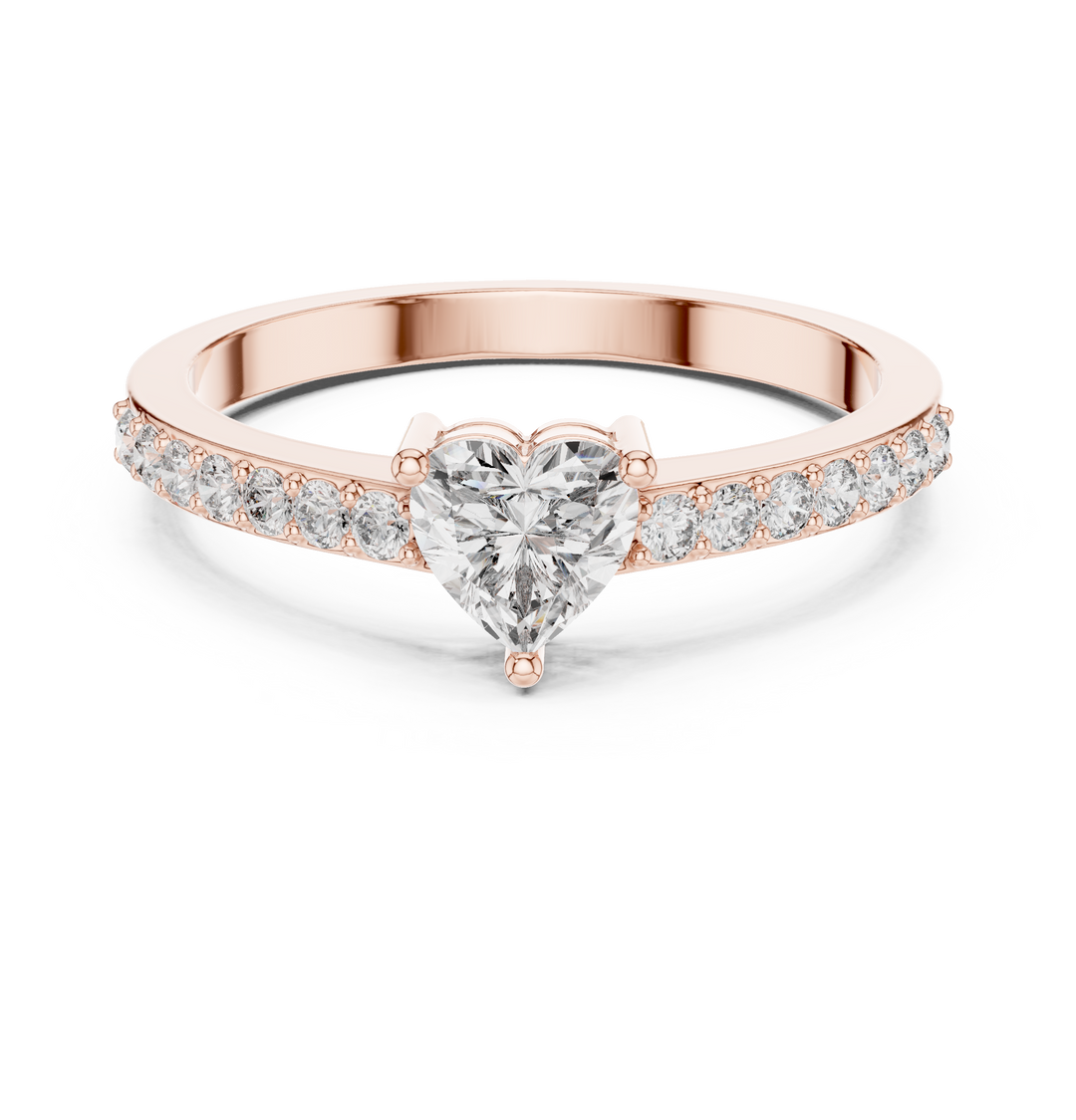 Heart Solitaire Pave Engagement Ring