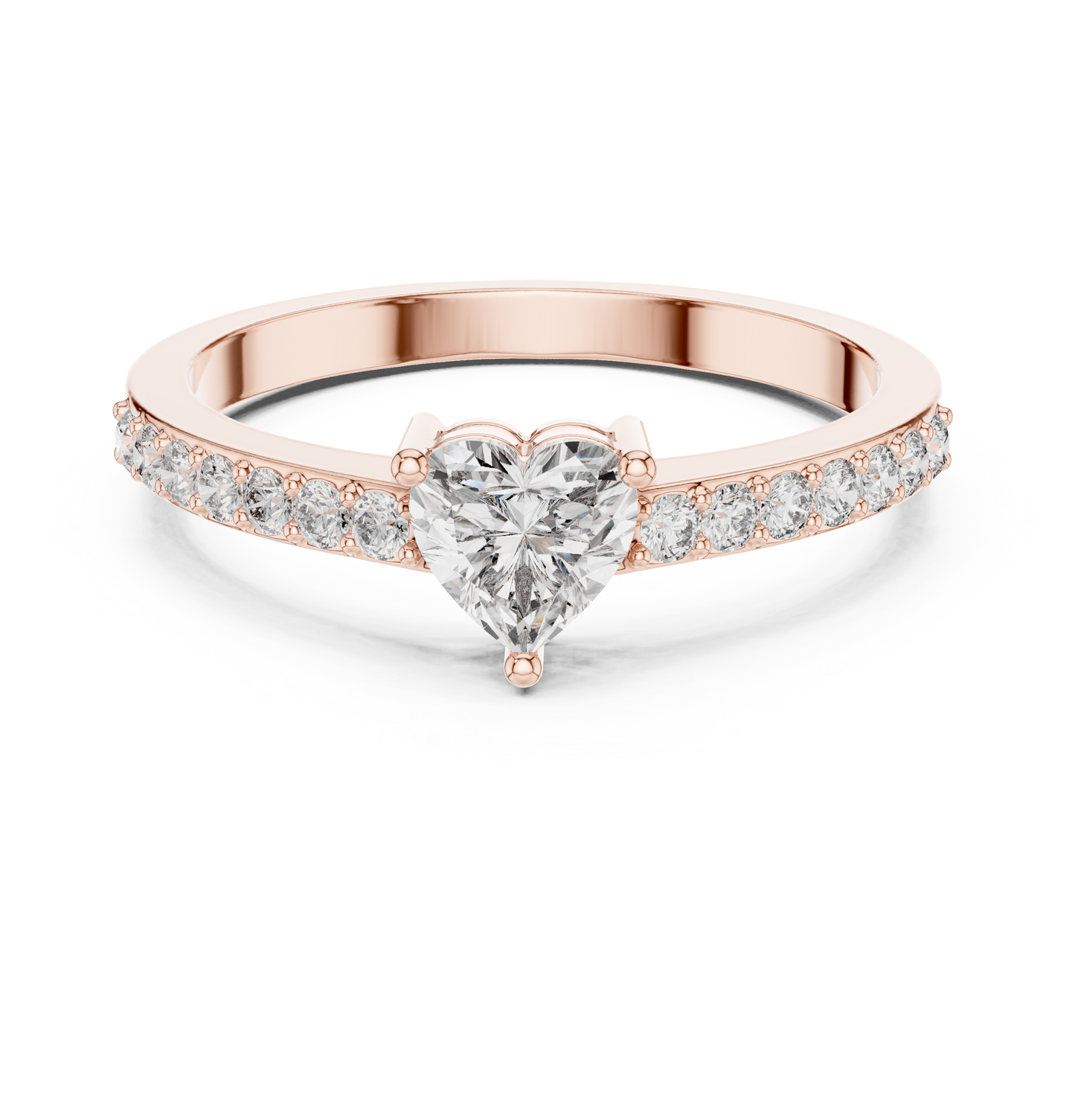 Heart Solitaire Pave Engagement Ring