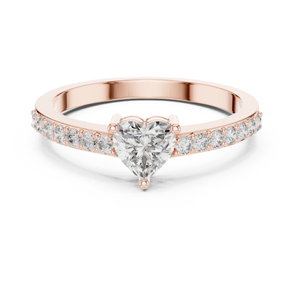 Heart Solitaire Pave Engagement Ring