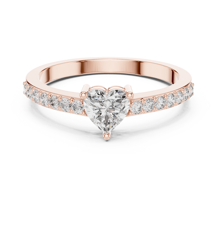 Heart Solitaire Pave Engagement Ring