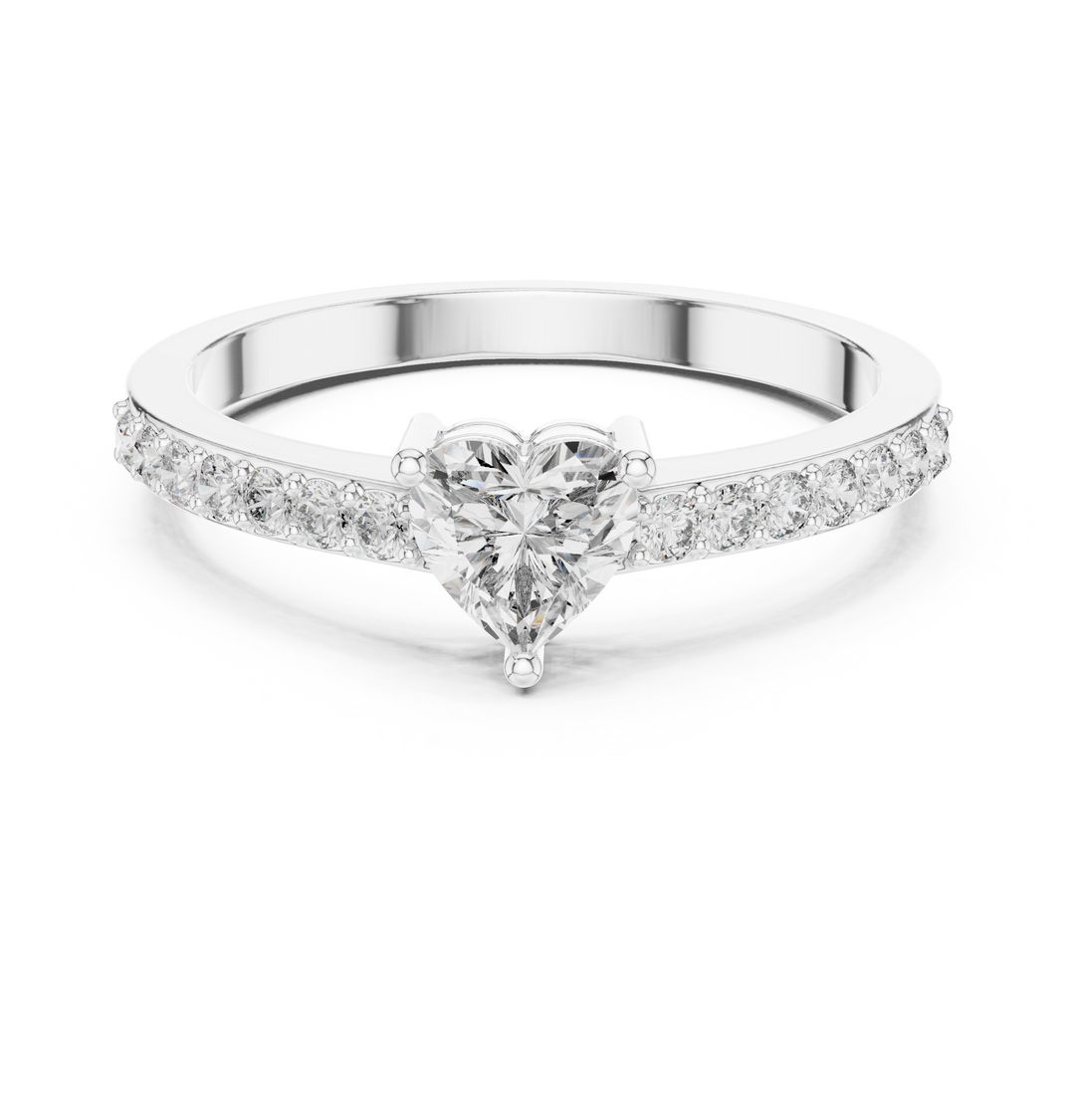 Heart Solitaire Pave Engagement Ring