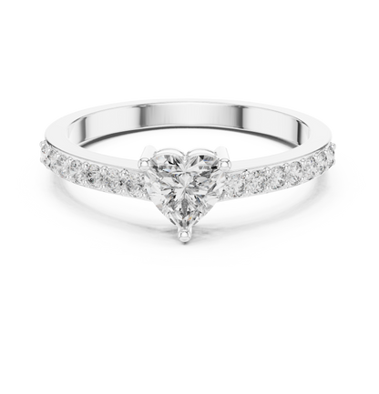 Heart Solitaire Pave Engagement Ring