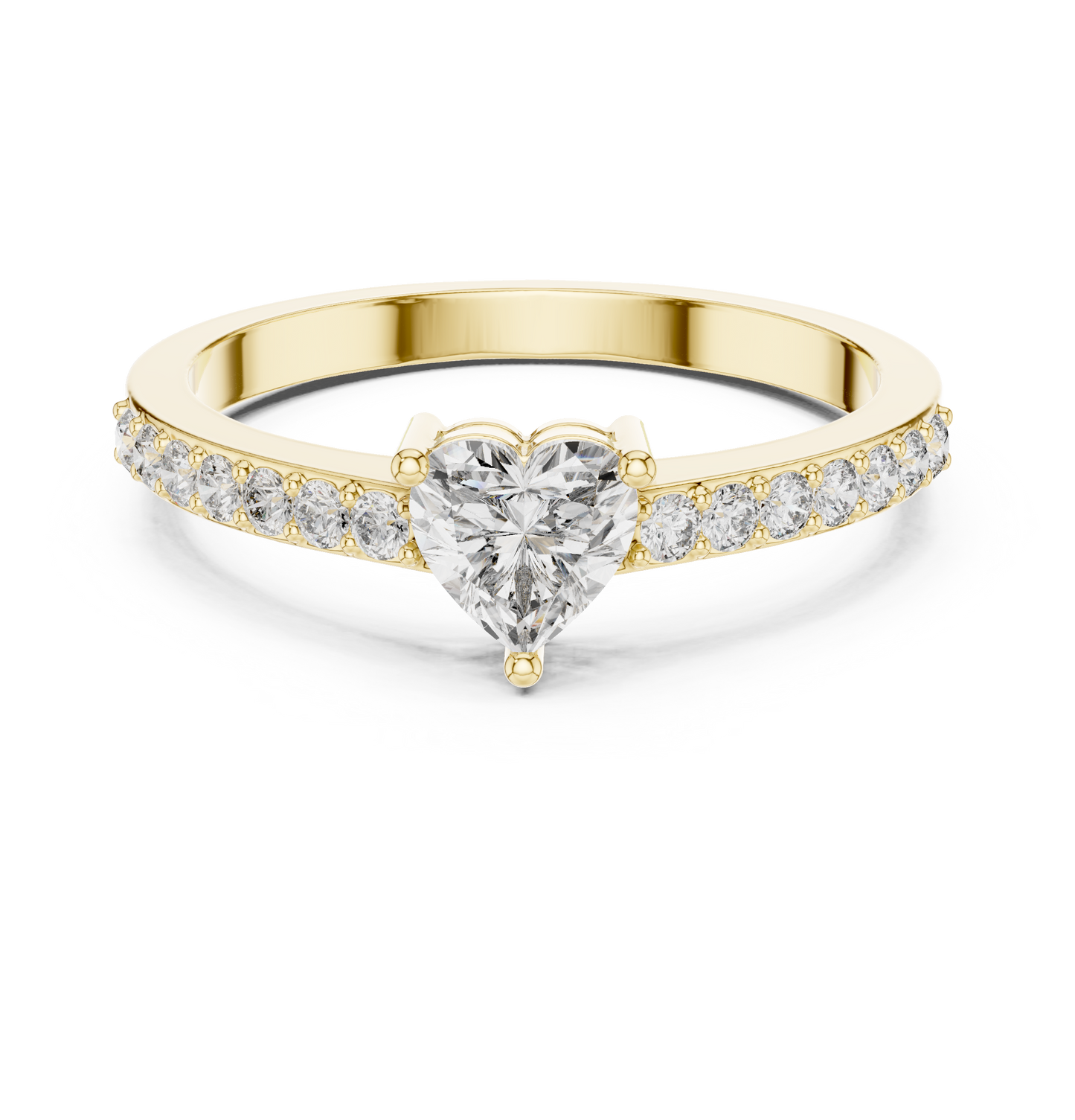Heart Solitaire Pave Engagement Ring