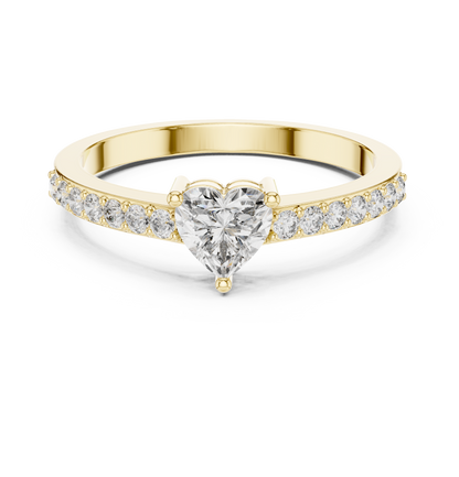 Heart Solitaire Pave Engagement Ring