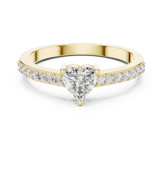 Heart Solitaire Pave Engagement Ring