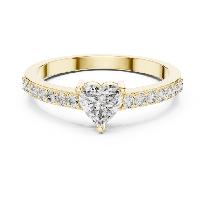 Heart Solitaire Pave Engagement Ring