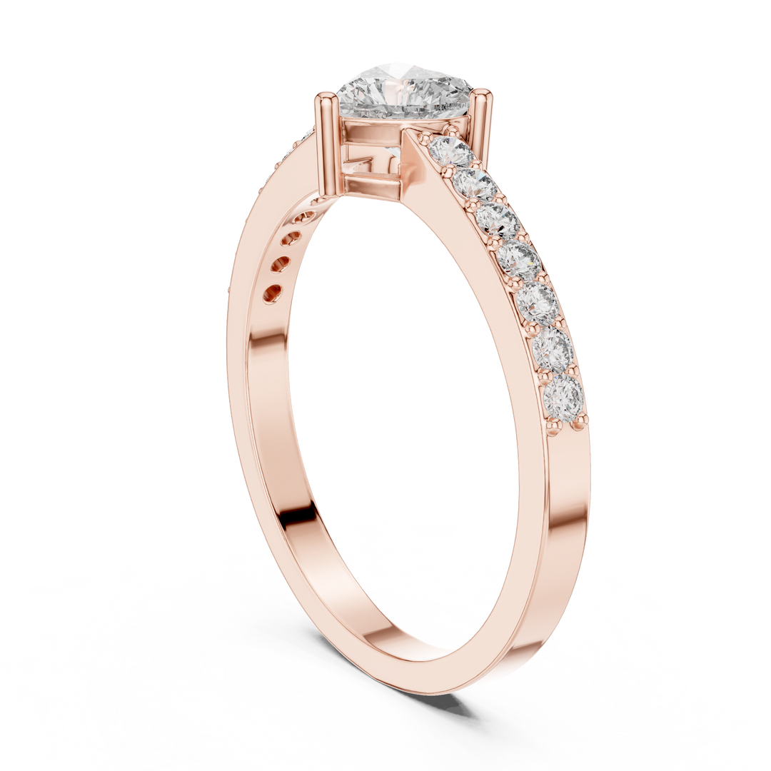 Heart Solitaire Pave Engagement Ring