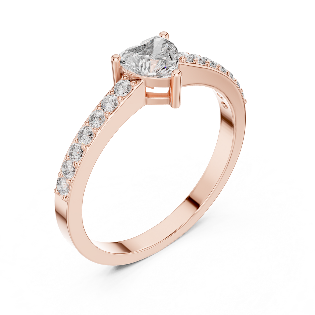 Heart Solitaire Pave Engagement Ring