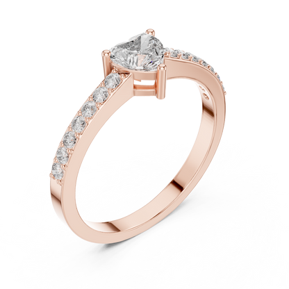 Heart Solitaire Pave Engagement Ring