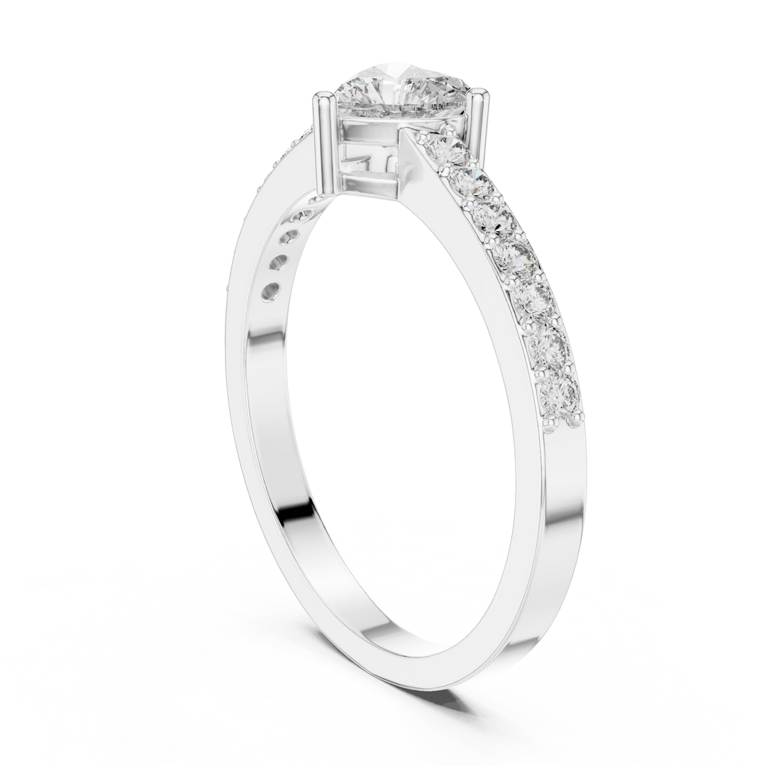 Heart Solitaire Pave Engagement Ring