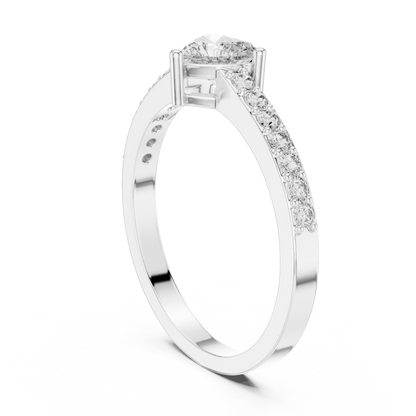Heart Solitaire Pave Engagement Ring