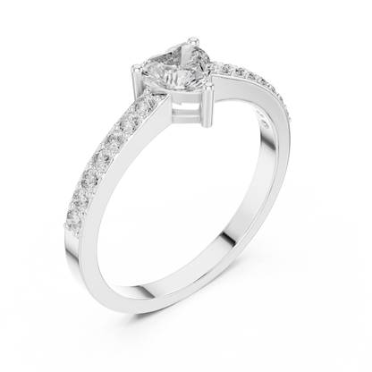 Heart Solitaire Pave Engagement Ring