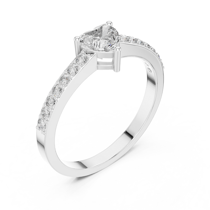 Heart Solitaire Pave Engagement Ring