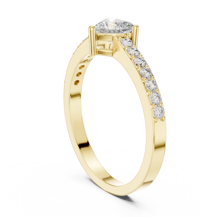 Heart Solitaire Pave Engagement Ring
