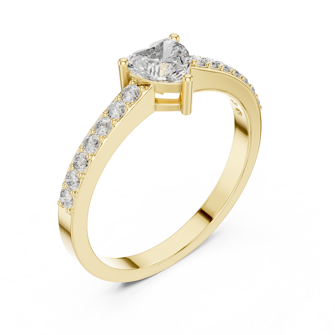 Heart Solitaire Pave Engagement Ring