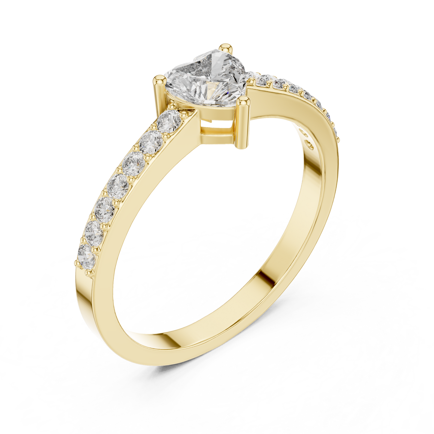 Heart Solitaire Pave Engagement Ring