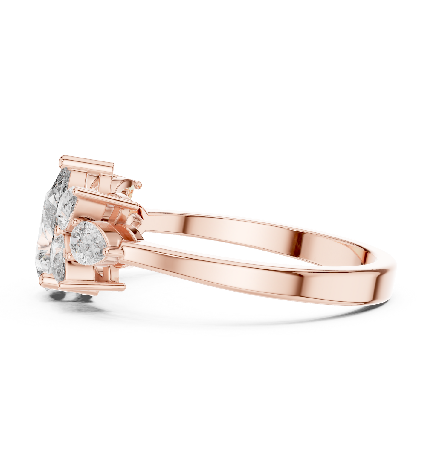 Pear-Shaped Diamond Floral Cluster Ring