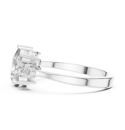 Pear-Shaped Diamond Floral Cluster Ring